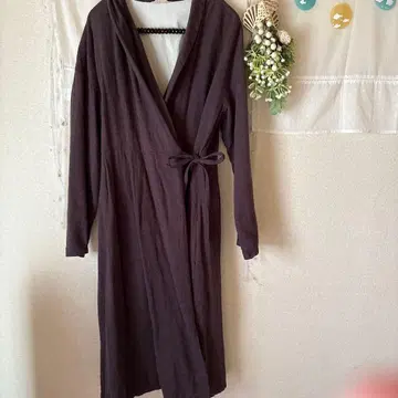 SM2 다크 브라운 롱 코트 허리 리본 포함