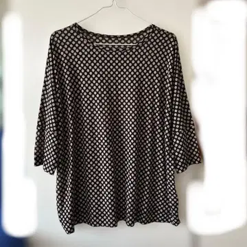 도트 무늬 7부 소매 셔츠