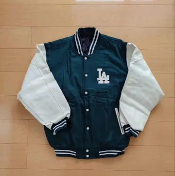 90s LA 자수 패치 바시티 자켓 다크 그린 XL 웨스트코스트