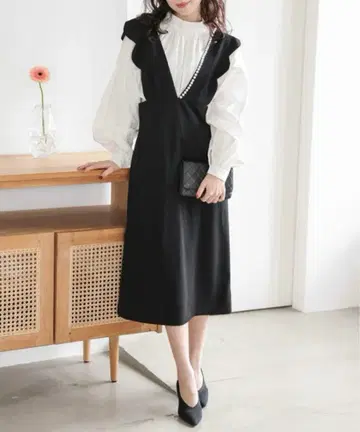 여성용 오버롤 스커트 블랙