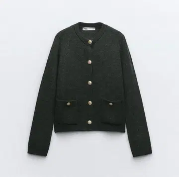 ZARA 골드 버튼 니트 가디건 M