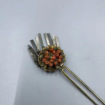 20 빈티지 꽃 모양 헤어콤 머리 장식 오렌지 비즈