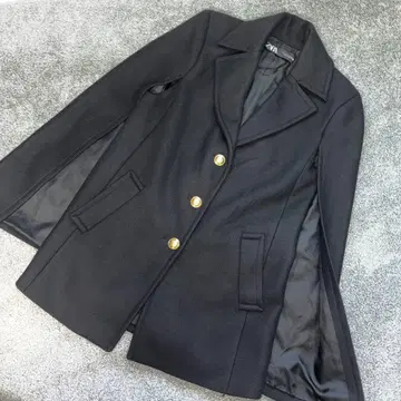 ZARA 자라 울 판초 케이프 코트 골드 버튼 마테코