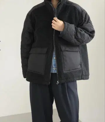 LEPSIM 스탠드 보아 퀼트 자켓