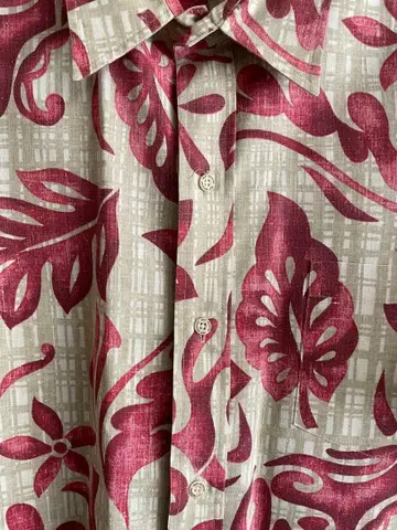 레인스푸너 알로하 셔츠 XL 사이즈 대나무 패턴(빨간색) 하와이