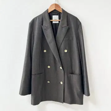 새상품급 ebure 테일러드 자켓 그레이 더블 버튼 38