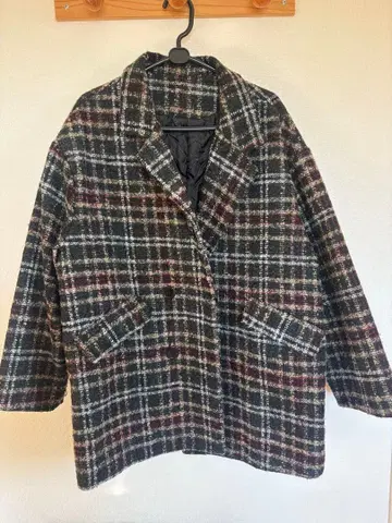 [ GRL ] 체크 무늬 체스터 코트 롱 코트 더블 버튼