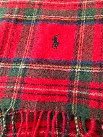 랄프 로렌 빨간색 타탄 체크 스톨 77 x 136