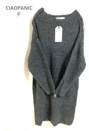 CIAOPANIC 다크 그레이 리브 편직 긴팔 원피스 프리 사이즈 새상품