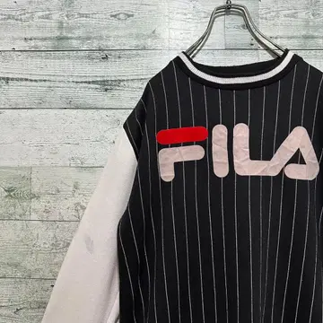 [휠라] FILA 최고 디자인 빅 로고 스트라이프 레어 맨투맨