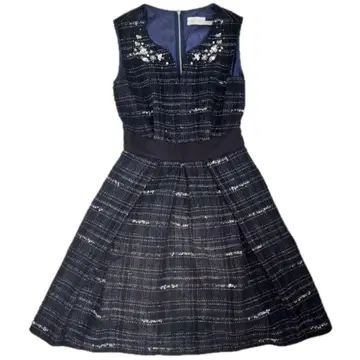 아베닐 에투알 펄 비쥬 장식 트위드 원피스 34 S