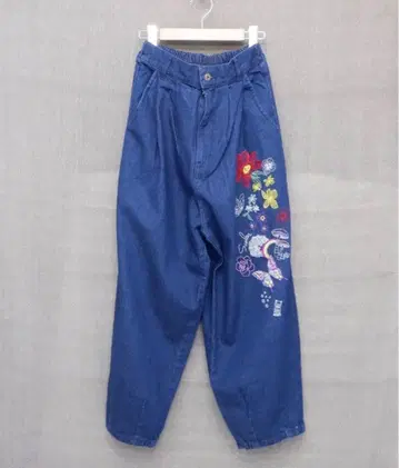 스칼라 자수 데님 팬츠