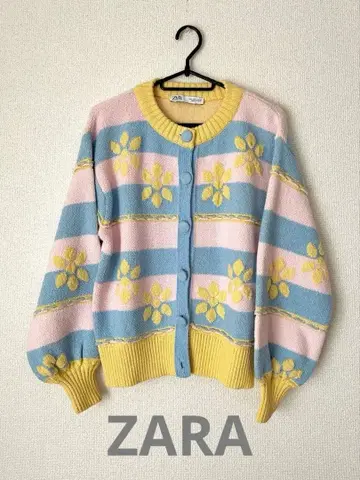 ZARA 파스텔 플라워 자카드 가디건