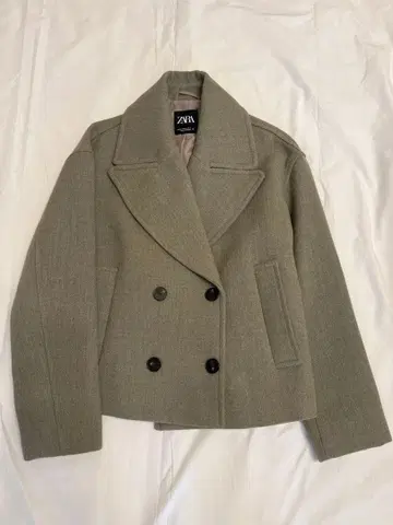 미사용 새상품 ZARA 카키 더블 브레스트 자켓 XS