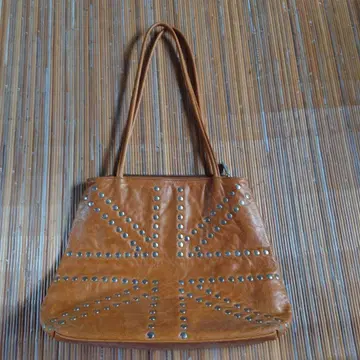 카멜색 유니언 잭 가죽 백