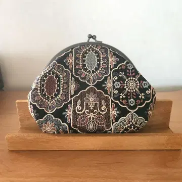 핸드메이드 인도 자수 원단 가마구치 파우치 블랙 인기 페어리 드림