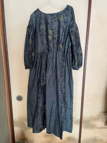 귀여운 드레스 오시마 명주 리메이크 기모노 원피스 맥시 길이 순수 실크