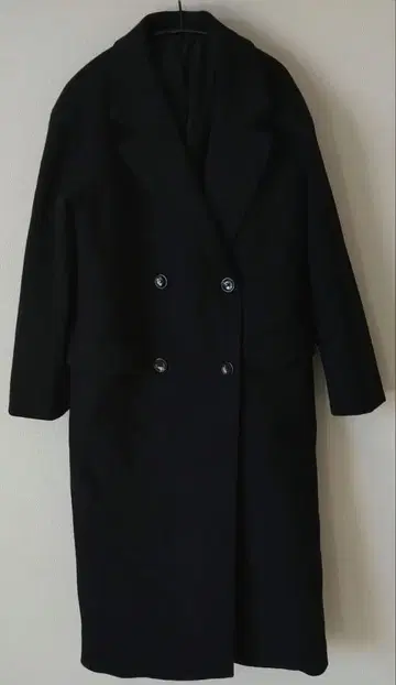 GU 니트 멜톤 테일러드 코트 S 블랙 롱 코트