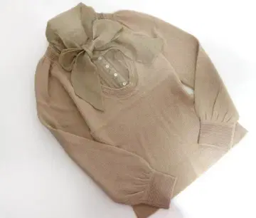 Transparent 고급 엘레강트 실크 보타이 울 니트 베이지