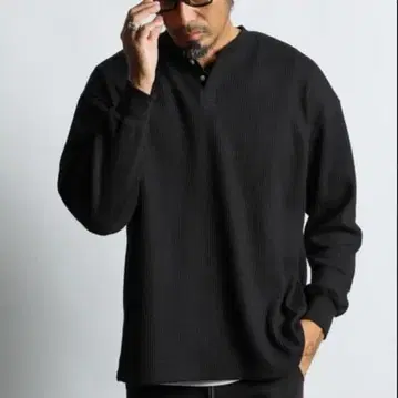 더퍼 릴랙스 와플 헨리넥 티셔츠 M