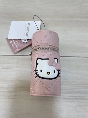 택 포함 새상품 헬로키티 x 로리즈팜 핑크 원통형 케이스 립 파우치