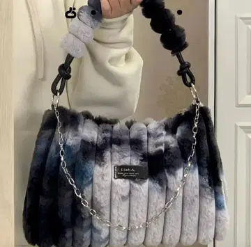 LiahAi 퍼 숄더백 그레이