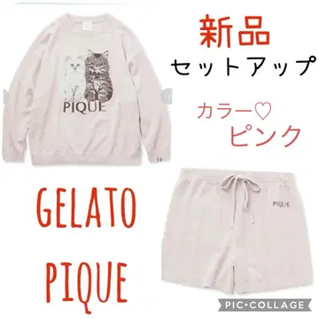 새상품 젤라또피케 트윈캣 자카드 풀오버&숏팬츠 세트