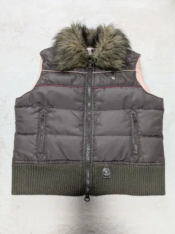 퍼 달린 다운 자켓 다크 브라운