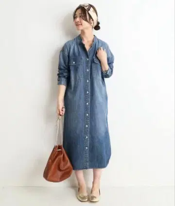 SLOBE IENA 데님 셔츠 원피스 Le Denim