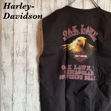 [레어] 할리데이비슨 슬리브리스 양면 프린트 블랙 XL 이글