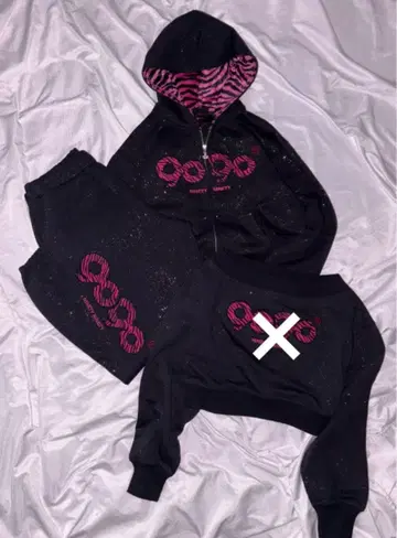 9090 girl OG 로고 글리터 스웨트 셋업