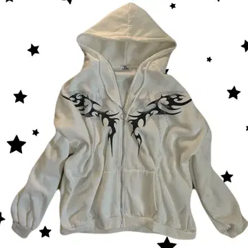 [ VOLCAN&APHRODITE ] 큐빅 ZIP 후드티 화이트 화이트