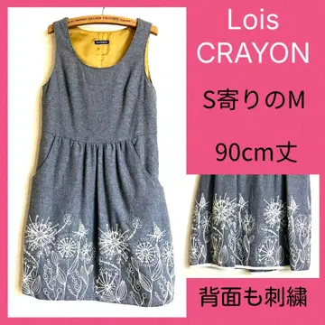 로이스크레용 슬리브리스 자수 원피스