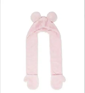 곰 귀 모양 플리스 스카프 핑크