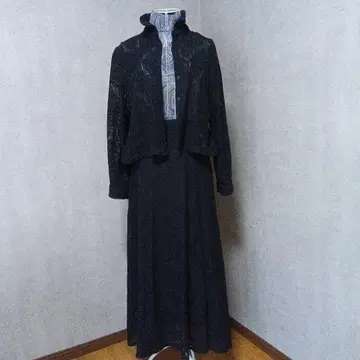 블랙 레이스 자켓 포함 롱 스커트