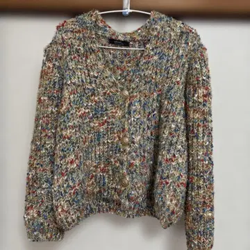 Meridian 라메 믹스 컬러 니트 가디건