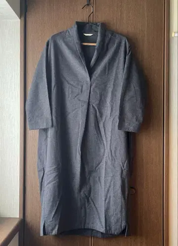 미사용 새상품! studio CLIP 면 혼방 셔츠 원피스 (그레이)
