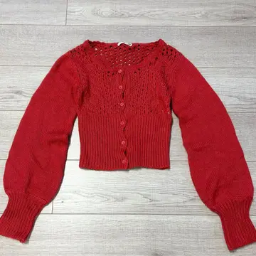 LIZLISA 리즈리사 빨간색 숏 기장 가디건 y2k 벌룬 슬리브