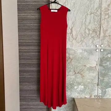 르 시엘 블루 레드 슬리브리스 롱 원피스 36