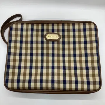 Aquascutum 체크 무늬 클러치백 손잡이 포함 백 남성용