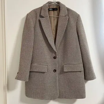ZARA 하운드투스 체크 패턴 자켓