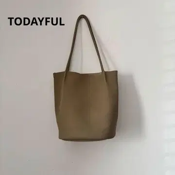 todayful 베이지 합성 피혁 토트백