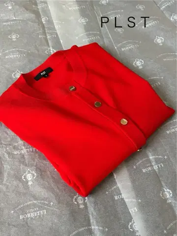 플라스테 PLST 가디건 빨간색 골드 버튼 S 새상품급