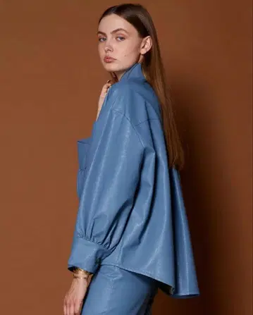 GHOSPELL 비건 가죽 셔츠