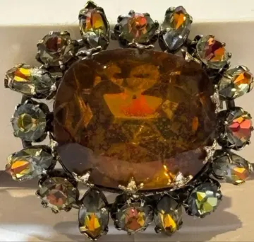 앤티크풍 브라운 오로라 스톤 브로치 아름다운 반짝이는 골동품 레트로