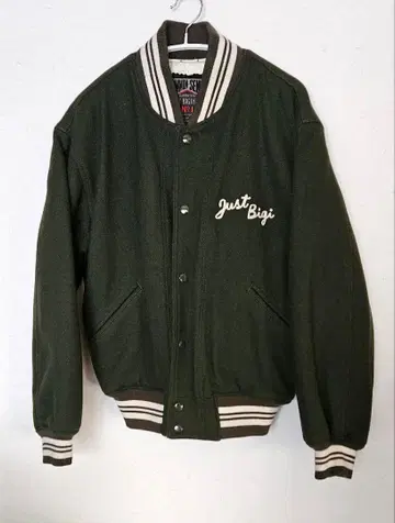 Just Bigi 바시티 자켓 다크 그린 카키 여성용