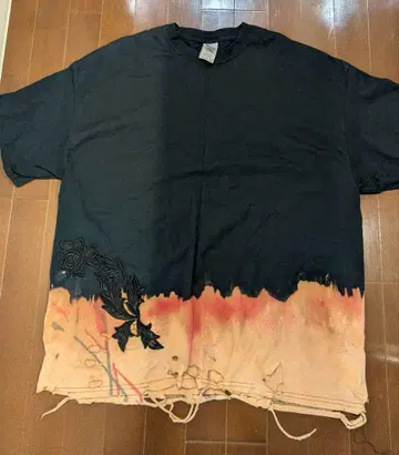 [고품질] 리메이크 셔츠 타이 다이 패턴 불꽃 패턴 2XL