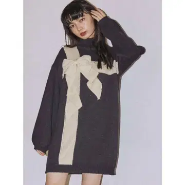 merry jenny 선물 리본 터틀 니트 원피스