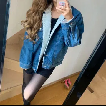 티티베이트 보아 안감 데님 자켓