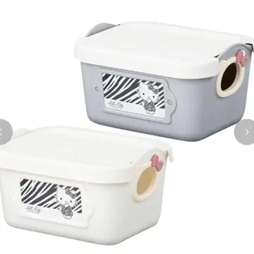 헬로키티 뚜껑 포함 부드러운 양동이 2개 세트 제브라 패턴 아베일 한정품